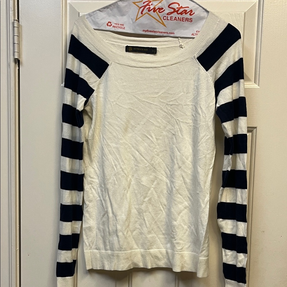 Outback Red White and Black Striped Sweater XS
